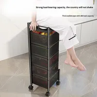 Neues Design Mobiles Drehbares Regal Kohlenstoffstahl Aufbewahrungsregal Mehrstöckiger 5-Etagen Haushalts-Gemüsekorb für Wohnbereich