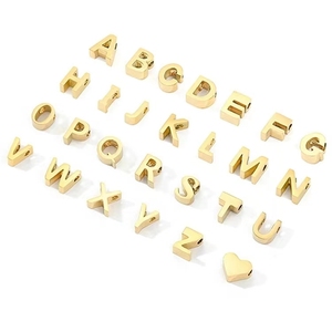Plaqué or 18 carats Mini lettre initiale pendentif à breloque <span class=keywords><strong>T</strong></span> <span class=keywords><strong>W</strong></span> V <span class=keywords><strong>S</strong></span> anglais 3D en acier inoxydable collier à faire soi-même Bracelet usine en gros chaud - Product Image 2