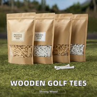 Prix d'usine, en gros, emballage personnalisé avec logo, sacs et boîtes, tees de golf en sac kraft, 100 tees de golf en bois par sac