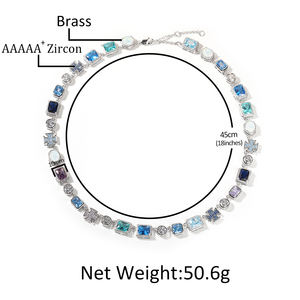 Uwin 2026 Nuova Collezione Collana con Motivo a Croce in Zirconia Cubica Blu Baby Multi-Taglio Placcata in Oro Bianco 18K - Product Image 3