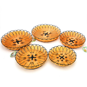 Round Plastic <b>Basket</b> Imitation Rattan Woven Design For Kitchen Food <b>Storage</b> Bread Fruit <b>Vegetable</b> Container - Product Image 2