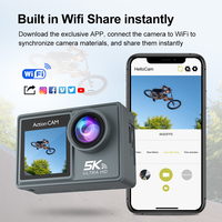 Cámara de Acción Compatible con 5K 30FPS, Pantalla Dual de 2.0 Pulgadas IPS Táctil, WiFi, Videocámara para Vlogs, Carcasa Impermeable de 30M, Control Remoto 4G