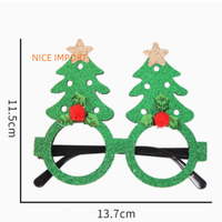 Décorations de Noël vertes en forme de sapin, lunettes jaunes, lunettes de Noël, fournitures de fête pour enfants, articles de Noël, montures