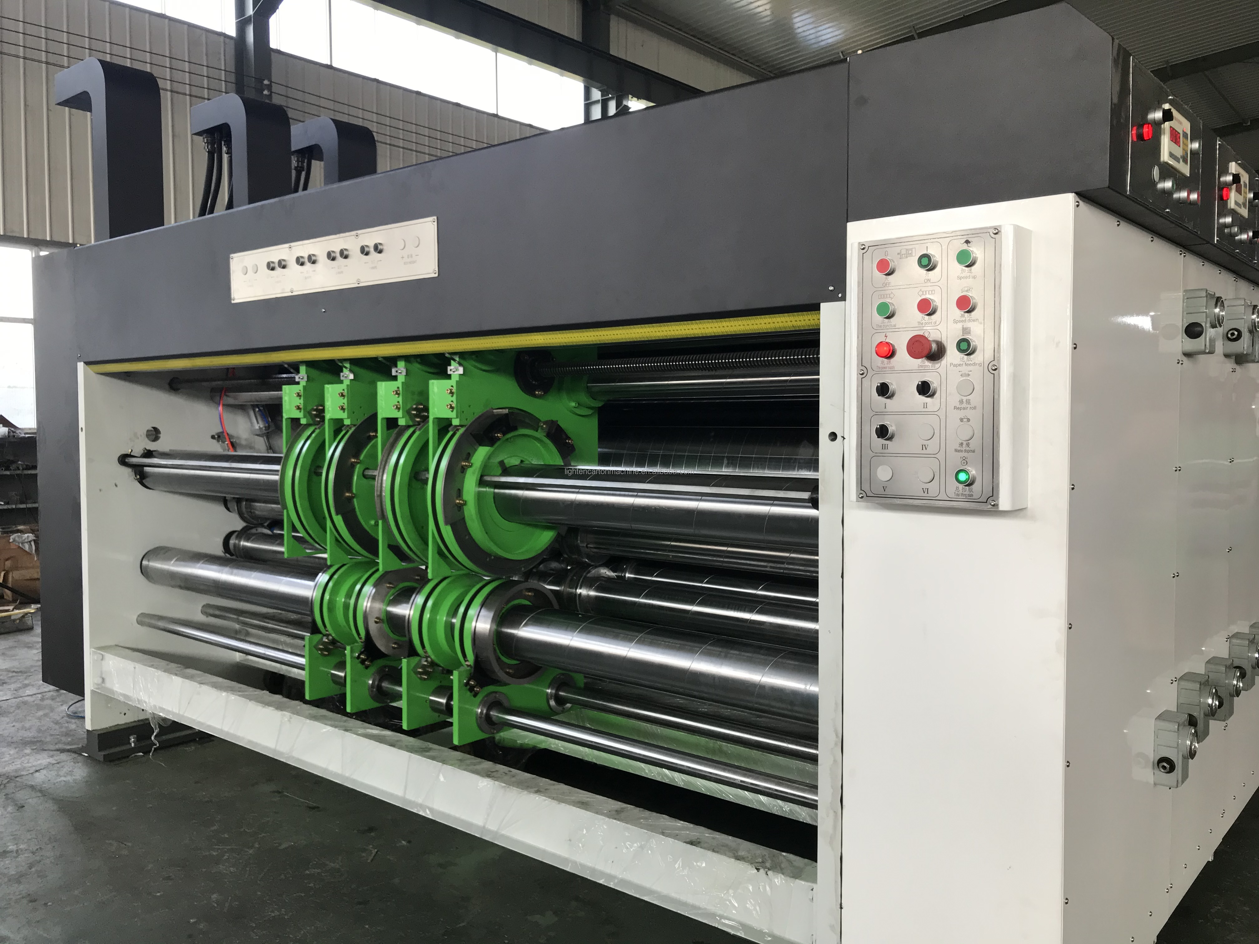 Flexo Carton Box Two Colors Printer Slotter Rotary Die Cutter With Stacker Machine
