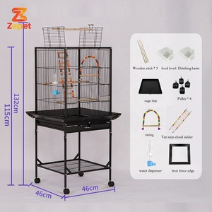 Cage <span class=keywords><strong>à</strong></span> oiseaux en métal de haute qualité avec roulettes, support stable et fenêtre d'alimentation, idéale pour l'usage quotidien comme <span class=keywords><strong>maison</strong></span> pour animaux de compagnie - Product Image 2