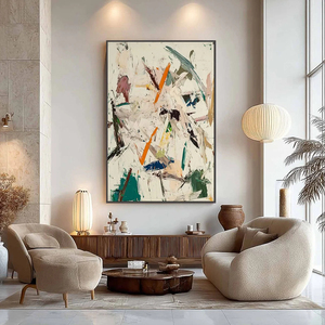 Dondurulmuş Akış Dokulu Soyut Impasto Yağlıboya Tablo Modern Kanvas Üzerine El Boyaması Dokulu Duvar Sanatı Büyük Nötr Çerçeveli Resim - Product Image 6