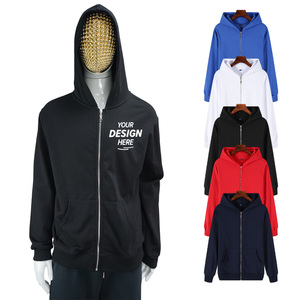 Venta al por mayor HG303 impresión personalizada en blanco de talla grande Unisex algodón liso gimnasio Zip up sudaderas con cremallera <span class=keywords><strong>Sudadera</strong></span> con capucha - Product Image 1