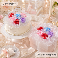 Rouleau de tulle floral à volants avec bordure perlée multicolore pour emballage de fleurs, décoration de mariage et de fête prénuptiale
