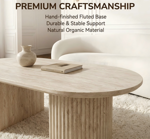 <span class=keywords><strong>Mesa</strong></span> de <span class=keywords><strong>Centro</strong></span> de <span class=keywords><strong>Travertino</strong></span> con Diseño de Columna Romana, Estilo Japandi para Sala de Estar - Product Image 2