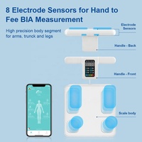 Báscula Digital Inteligente Personal de 8 Electrodos para Análisis de Composición Corporal, Diseño Portátil, Carga USB, Peso