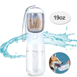 550ml Plastic 2 In 1 portable Pet Dog Outdoor Travel Water Bottle Food Container