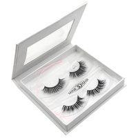 Cils de vison 3D faits à la main de luxe en gros 100% vrais pour cheveux noirs naturels emballage de marque privée 2 paires 2