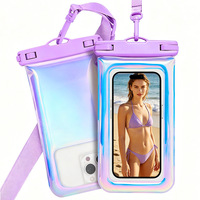 Pochette étanche pour téléphone IPX8, grande pochette transparente, étui en PVC transparent avec cordon de cou pour la natation, la plage, les voyages, les activités de plein air