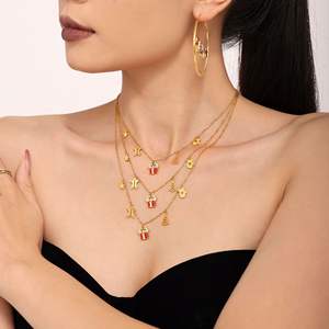 Noel Charm kolye kolye 18K altın kaplama paslanmaz çelik kadın tatil hediye - Product Image 1