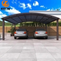 Abri de voiture pliant moderne en aluminium avec toit incliné, système de drainage efficace, imperméable, protection solaire, abri de stationnement extérieur