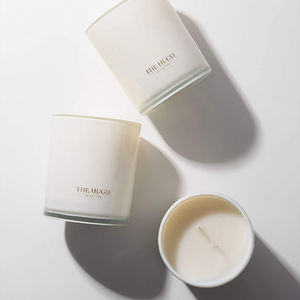 <span class=keywords><strong>Bougie</strong></span> parfumée en <span class=keywords><strong>cire</strong></span> de <span class=keywords><strong>soja</strong></span> aromatique à deux mèches en verre blanc de luxe personnalisée avec logo en gros, sans fumée, dans un bocal en verre - Product Image 5