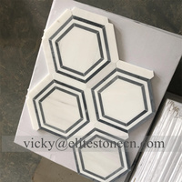Mosaïque de marbre blanc moderne, pierre de dolomite, revêtement mural pour crédence de cuisine, parquet en laiton pour décoration d'hôtel et de maison