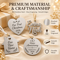 Ornements de Noël personnalisés pour mariage, en acier inoxydable, souvenir personnalisé pour couple, décoration suspendue gravée, cadeau de premier Noël