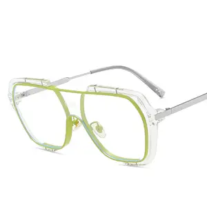 Montature per occhiali da vista uniche di grandi dimensioni per giovani donne in vetro da sole a doppio ponte rettangolo anti blu ray vidro computerador