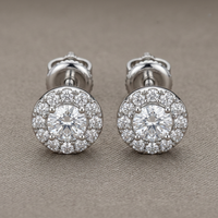 Boucles d'oreilles clous à profil bas taille ronde 1,2 carats en or massif 18 carats avec diamants de laboratoire certifiés IGI CVD/HPHT VVS, bijoux cadeau pour femme