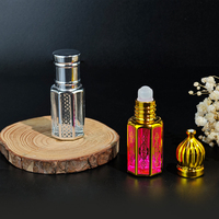 Botol Roller kaca, 3ml 6ml 12ml UV mewah emas oktagonal Arab Oud parfum minyak Attar