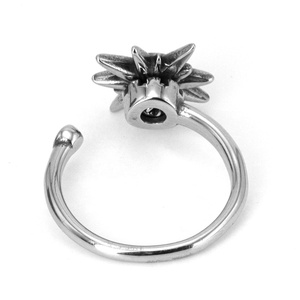 Su Geçirmez Ayarlanabilir 316L Paslanmaz Çelik Güneş Pusulası Fidget Yüzükleri Siyah Taşlı Vintage Denizci Takısı Erkekler ve Kadınlar için - Product Image 4