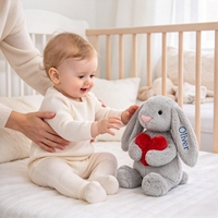 Peluche personnalisée lapin brodé avec nom, jouet en peluche doux, 6 styles, plusieurs couleurs de fils