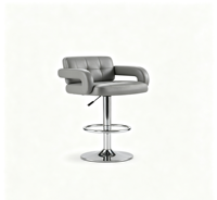 Chaise de bar pivotante à hauteur réglable avec accoudoirs et dossier en cuir PU, base métallique, pour usage commercial et domestique, tabouret de comptoir de bar, vente en gros