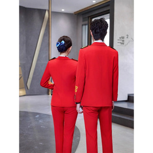 Unisex Flight Attendant Uniform Long Sleeve Autumn Winter Suit Shirt Pants Skirt Three Piece Set For Banquet Commuting - Product Image 2