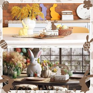 Decoraciones de conejo de madera para Pascua, sujetalibros para exhibición en mesa, uso en interiores - Product Image 4