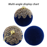 Boule de Noël artisanale en plastique bleu marine avec paillettes dorées dégradées, ornement de luxe pour arbre de Noël, décoration de fête, 2025