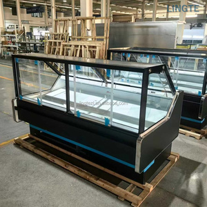 Vitrine Réfrigérée Professionnelle pour Viande <span class=keywords><strong>Halal</strong></span> avec Verre Courbé, Dimensions Personnalisables, Comptoir Réfrigéré pour <span class=keywords><strong>Boucherie</strong></span> Islamique - Product Image 2