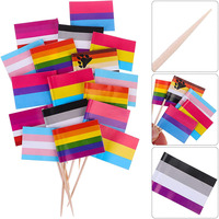 Transseksüel Gökkuşağı Bayrağı Kürdan Ahşap Cupcake Toppers Parti Dekorasyonu için Mini Bayrak Çubuğu Yeni
