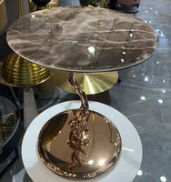 Table basse moderne de luxe en pierre frittée avec structure en fer, couleur personnalisable, mobilier de salon durable