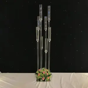 Wedding Table Centerpiece Candle Holder 5 Arms Crystal Candelabra Gold Made in India Home Decoration Aluminum Large
