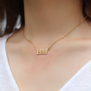 สร้อยคอจี้<span class=keywords><strong>ปี</strong></span>เกิดสแตนเลสชุบทอง สร้อยคอจี้<span class=keywords><strong>ปี</strong></span>เกิด เครื่องประดับแร็ปเปอร์ - Product Image 3