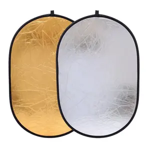 Fotoğraf stüdyosu aksesuarları 2 in 1 taşınabilir katlanabilir Oval ışık reflektörü tahta 90x120cm altın gümüş fotoğraf reflektörü