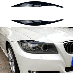 Bmw 3 Series E90 E91 Headlight Eyebrow Stickers Piano Black Carbon Fiber Texture ABS Vinyl Body Decals For 2005 2012 - Product Image 1
