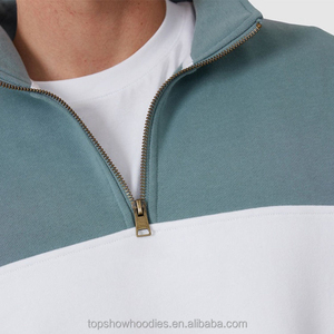 <span class=keywords><strong>Felpa</strong></span> con <span class=keywords><strong>Zip</strong></span> 1/4 Personalizzata OEM, Oversize, 100% Cotone, con Blocchi di Colore, per <span class=keywords><strong>Uomo</strong></span> - Product Image 6