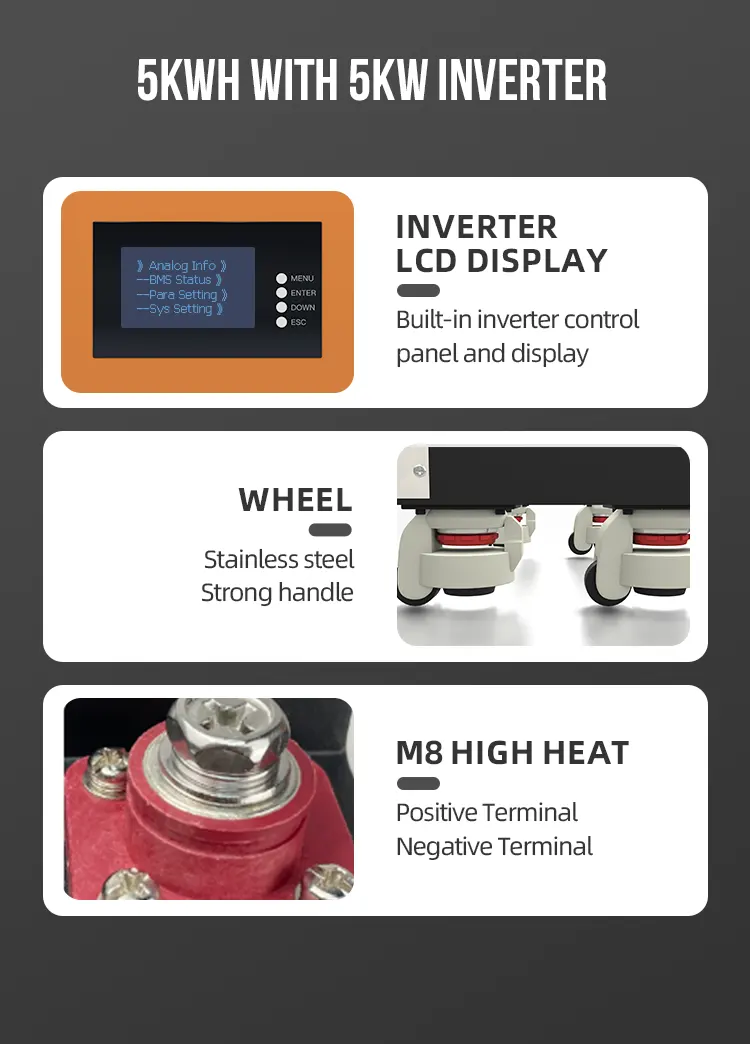 Tewaycellオフグリッド51.2V100Ah5KWh、5KWインバーター付きオールインワンESSキャンプ110v220vソーラーポータブル発電所