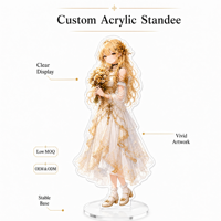 Display Akrilik Gaya Anime, Akrilik Buram dengan Lapisan Perak & Embos untuk Pameran Cosplay, Akrilik Iridescent
