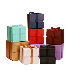 定制方形折叠盒大容量可回收白色橙色深红色条纹钱包礼品铜版纸冲压蜡烛 - Product Image 4