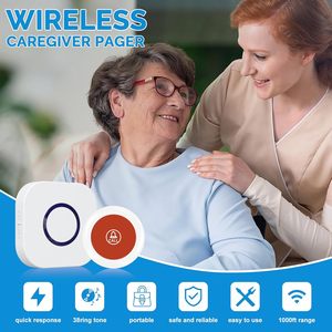 Système d'alerte domestique sans fil pour soignants, double récepteur, sonnette d'appel d'urgence SOS, pour personnes âgées et parents, portée de plus de 300 mètres - Product Image 5