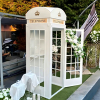 Cabina Telefónica Blanca SMS con Libro de Visitas de Audio, Cabina Telefónica Estilo Londres para Decoración de Eventos de Boda