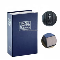Coffre-fort dissimulé en forme de livre bleu avec serrure à clé, rangement secret en acier laminé à froid