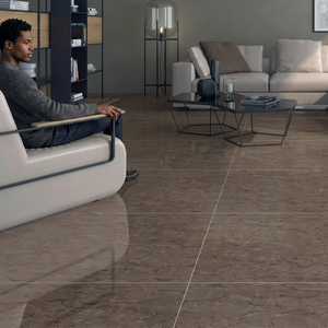Azulejo de cerámica de porcelana brillante de 600x1200mm con estampado de doble carga de mármol de lujo moderno marrón Opera para sala de estar de pared de Villa Interior - Product Image 1