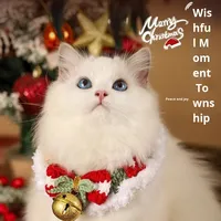 Pet Yuan solide hiver écologique chat collier chat cou écharpe chien cou accessoire décoration de noël mignon tissé collier pour animaux de compagnie