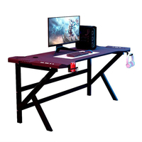 Mesa de Juego en Forma de K, Moderna, de Madera y Metal, con Luces LED RGB, para Juegos de PC, Oficina en Casa, Escritorio para Computadora, Mesa de Juego para Videojuegos