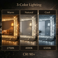 Miroir LED de coiffeuse en gros avec capteur tactile et éclairage LED, miroir LED en cristal