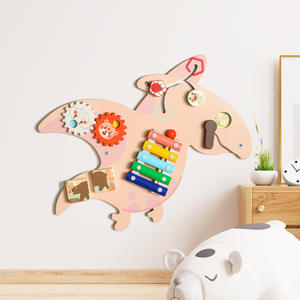 Jouets Montessori de nouvelle conception, <span class=keywords><strong>jeu</strong></span> mural en bois, arc-en-ciel, dessin animé, pterodactyle, tableau d'activités multifonctionnel, jouet éducatif pour enfants - Product Image 4